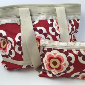 LESPORTSAC TRAVEL TOTE BAG with MATCHING POUCH
